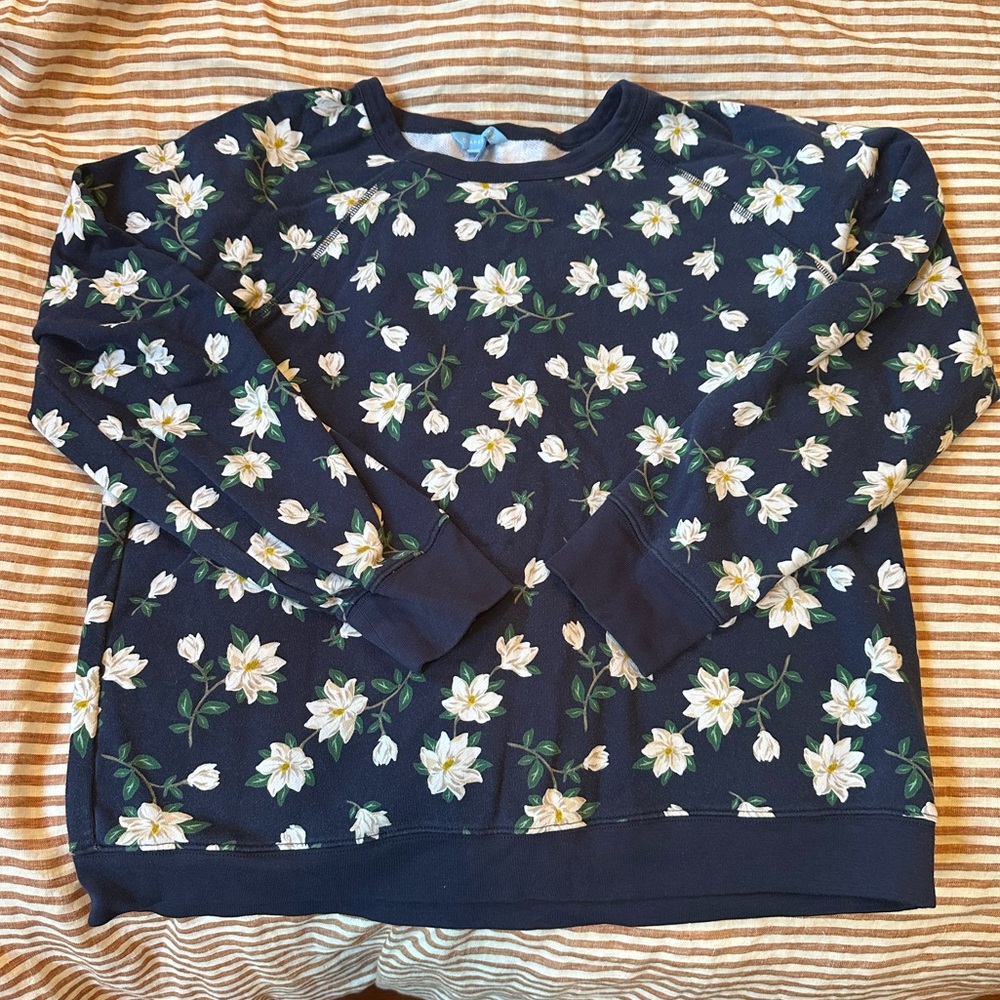 Draper James Womens Floral Navy Magnolia Sweatshirt